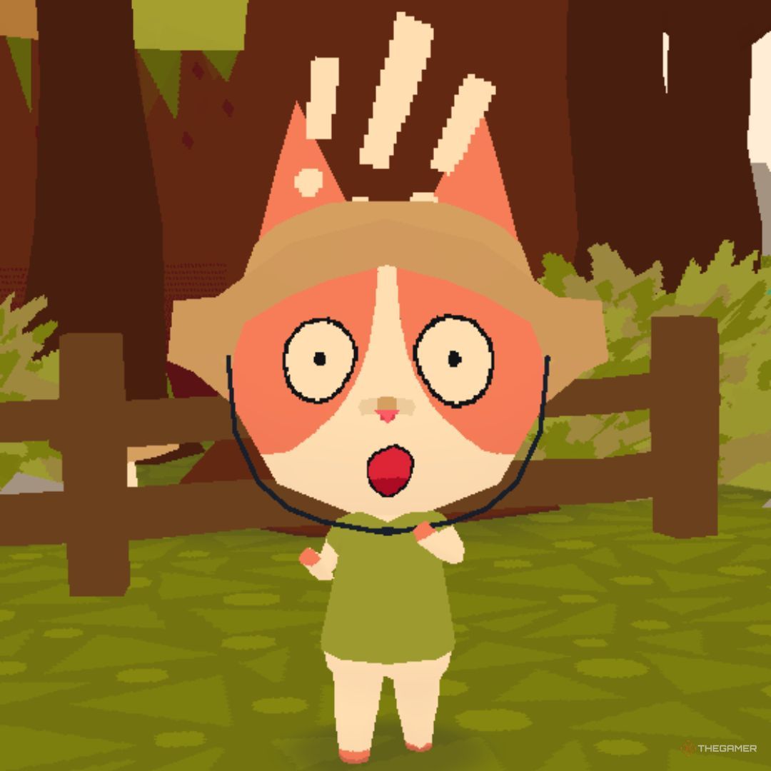 Screenshot of a character in Webfishing looking shocked