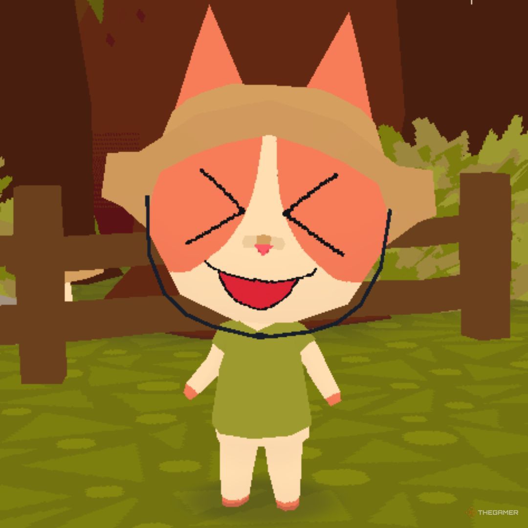 Screenshot of a character in Webfishing looking excited