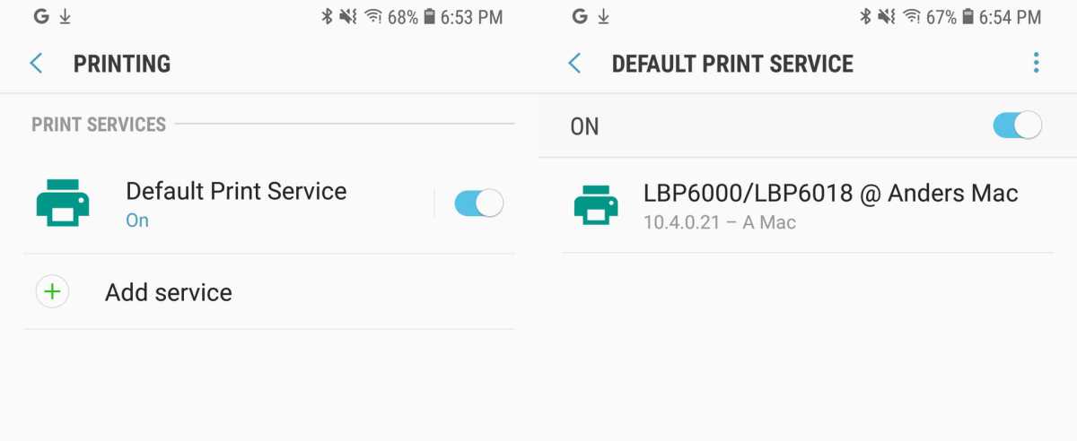 Add shared printer on Android