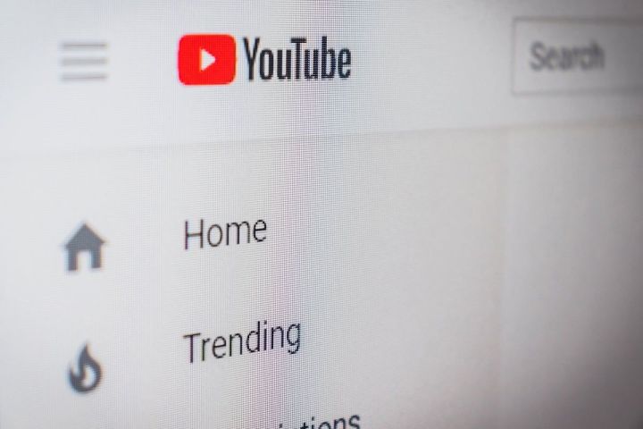 YouTube logo at the top left corner of the home screen