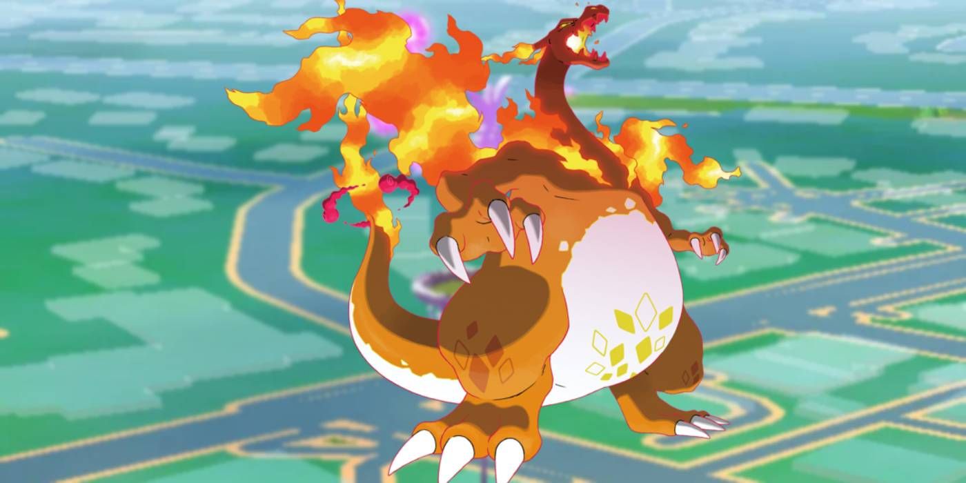 Pokémon GO Dynamax Charizard in front of Power Spot for Max Monday battle