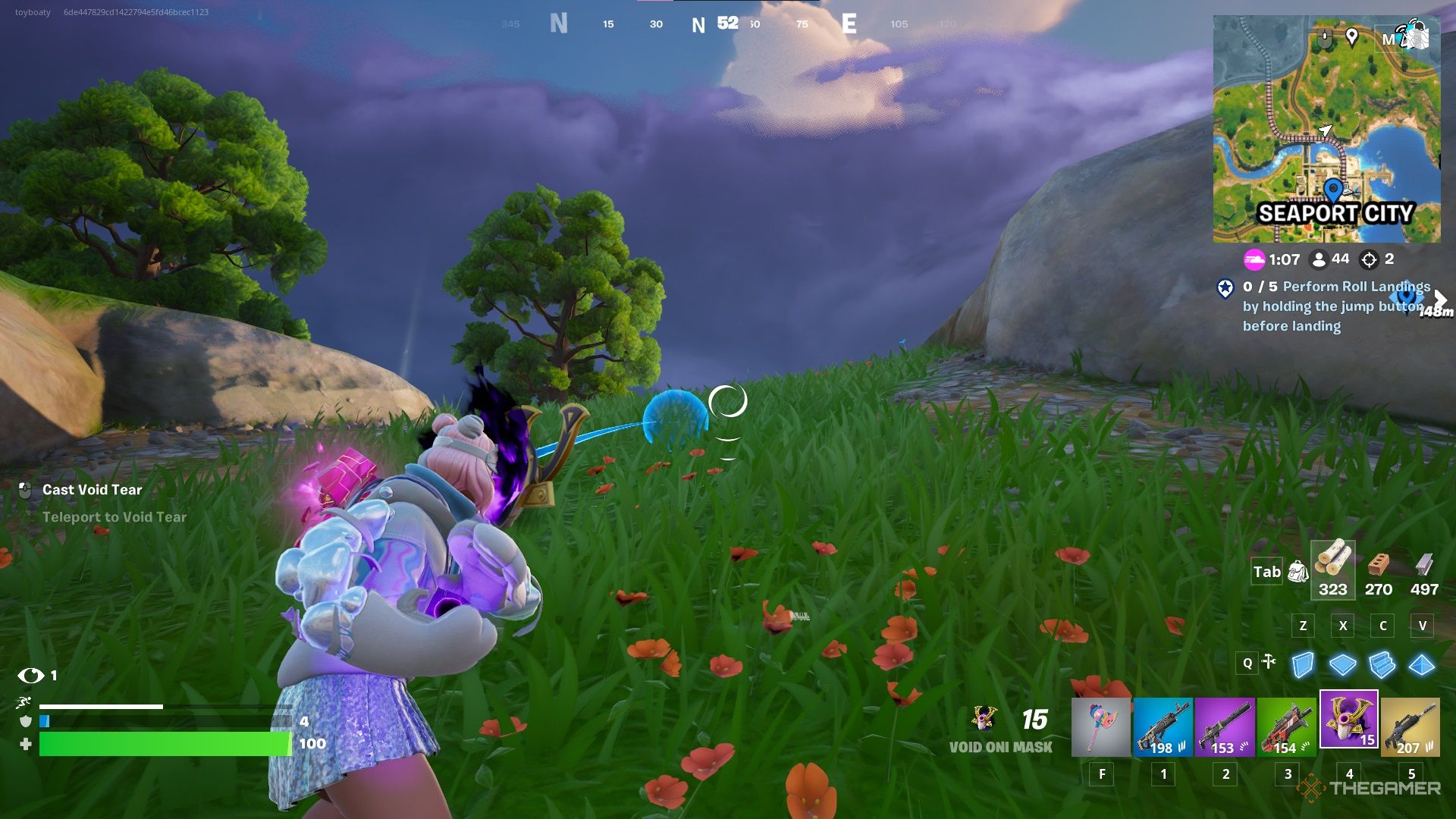 A Void Oni Mask being used in Fortnite.