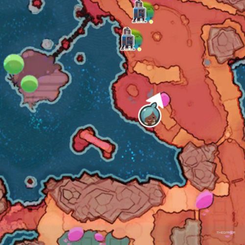 The player's icon shows the location of the treasure pod no 13 at the Dry Reef in Slime Rancher