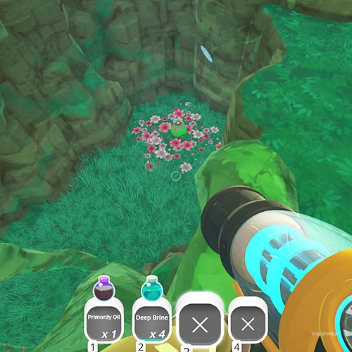 The player's icon shows the location of the treasure pod no 2 at the Moss Blanket in Slime Rancher