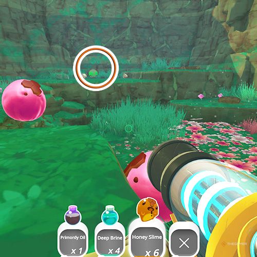 The player is looking at the  treasure pod no 3 at the Moss Blanket in Slime Rancher