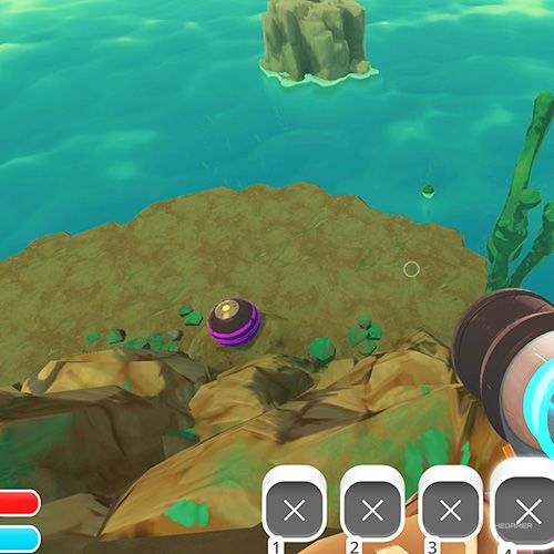 The player is looking at the  treasure pod no 13 at the Moss Blanket in Slime Rancher