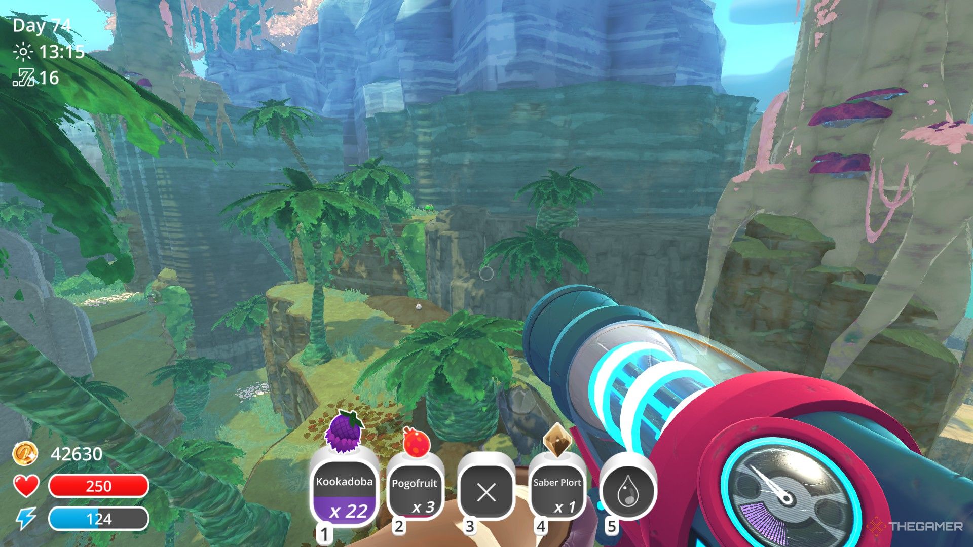 The player is located inside the Wilds in Slime Rancher.