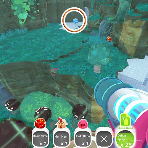 The player is looking at the  treasure pod no 5 at the Slimeulation in Slime Rancher