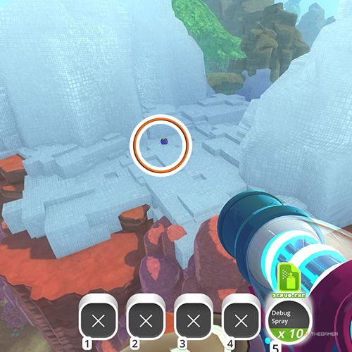 The player is looking at the  treasure pod no 8 at the Slimeulation in Slime Rancher