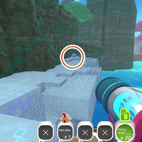 The player is looking at the  treasure pod no 4 at the Slimeulation in Slime Rancher