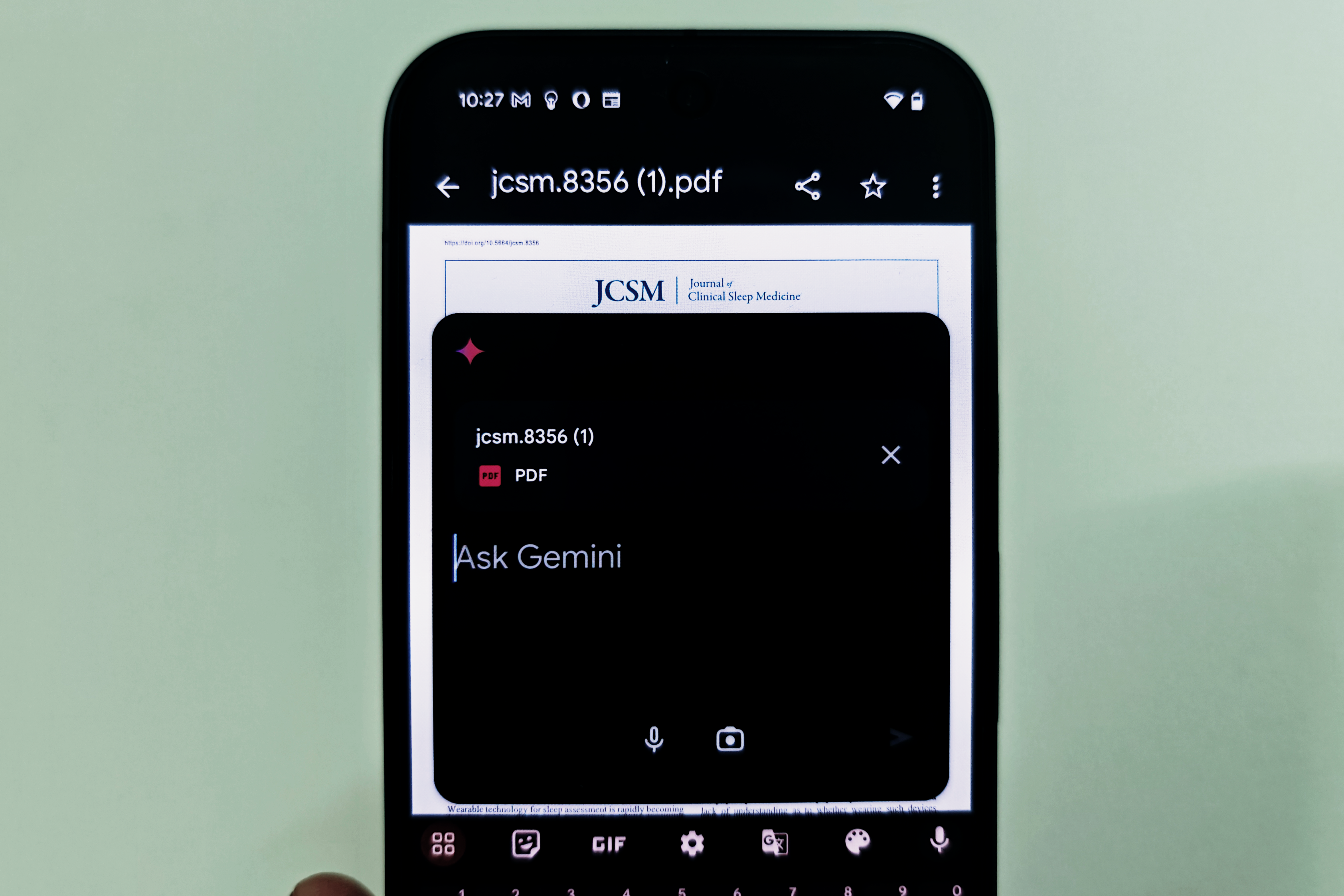 Subsequent step of Gemini working with a PDF in the Files by Google app.