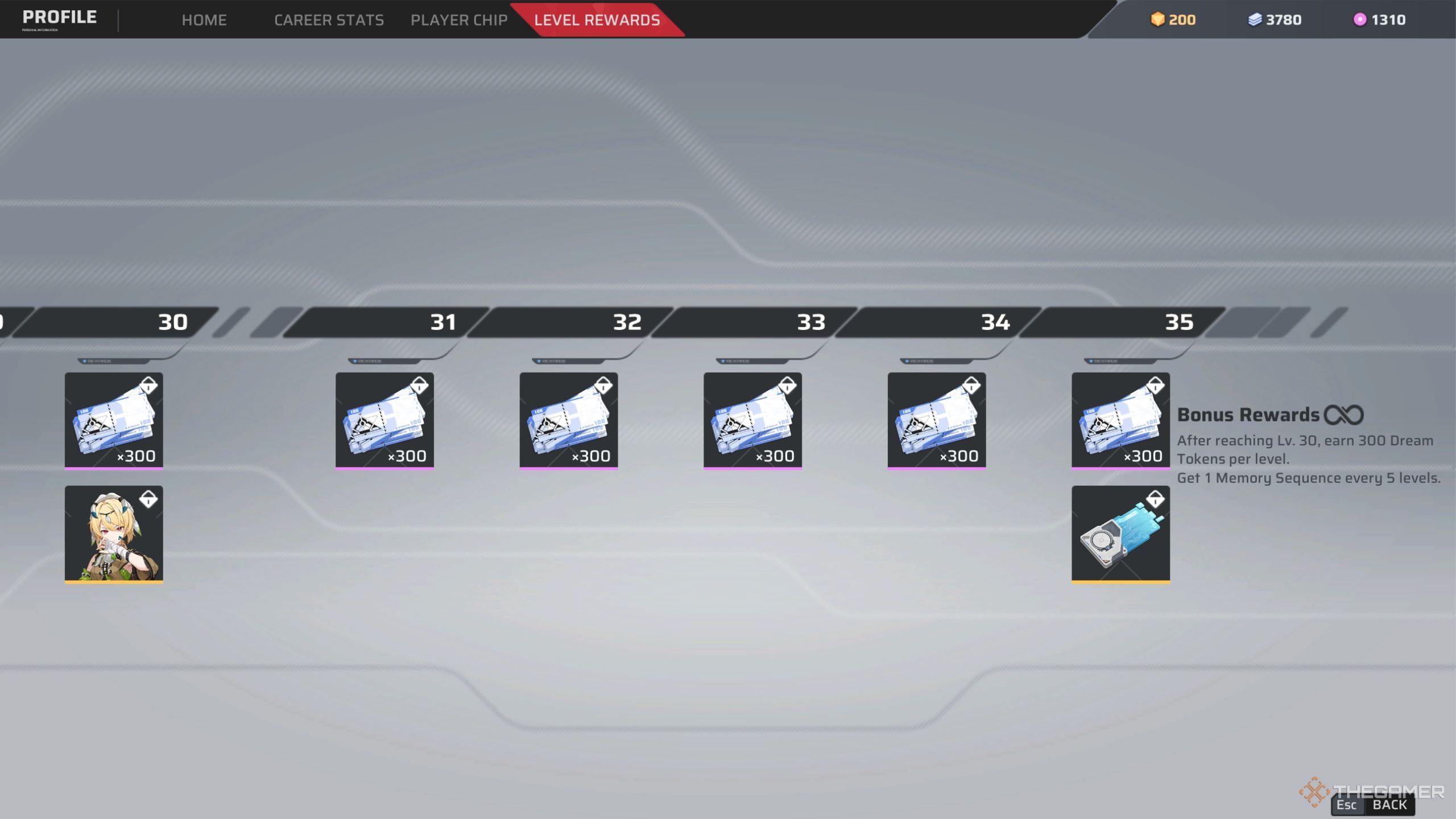 Strinova level rewards.