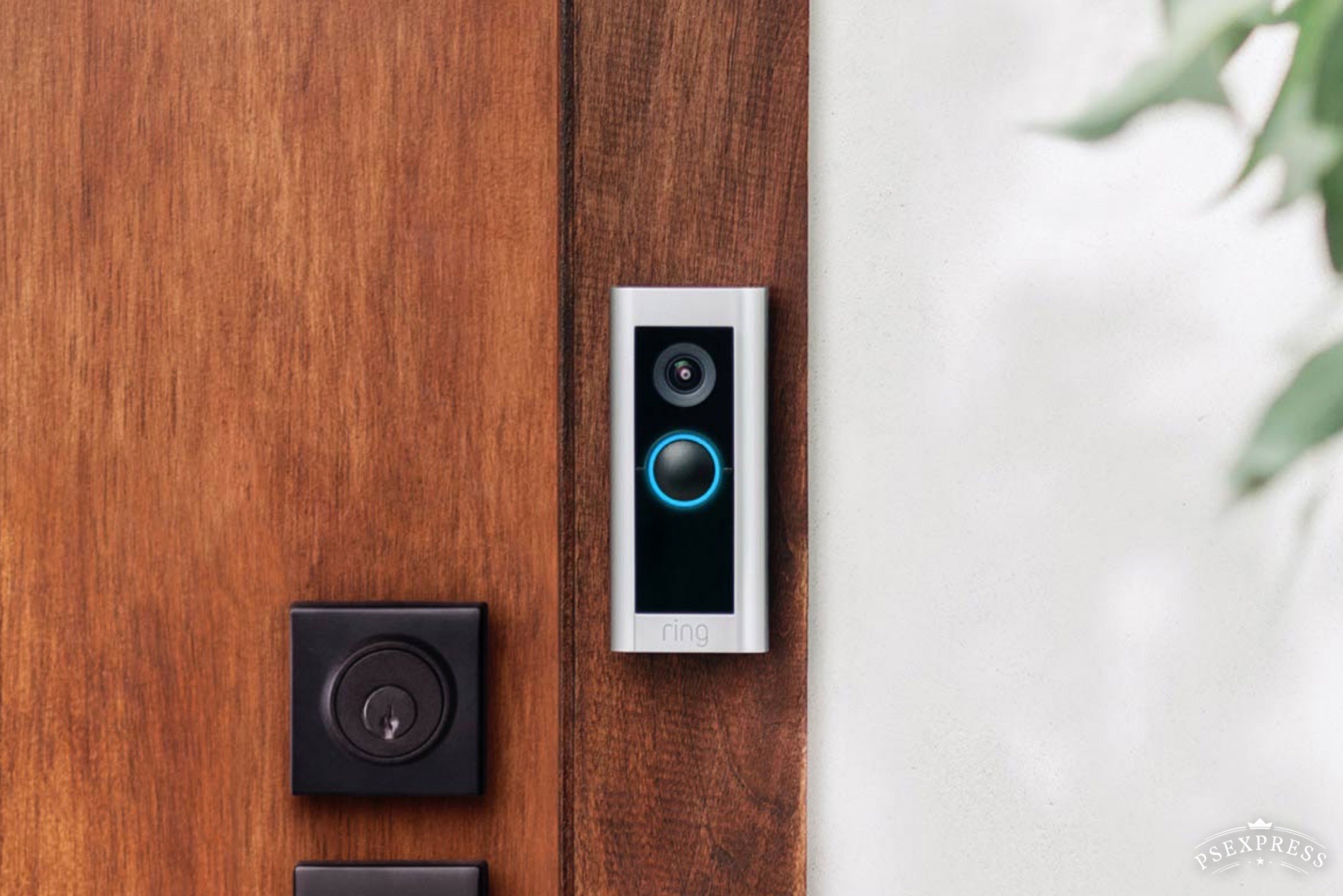 Ring smart doorbell installed outside a home.