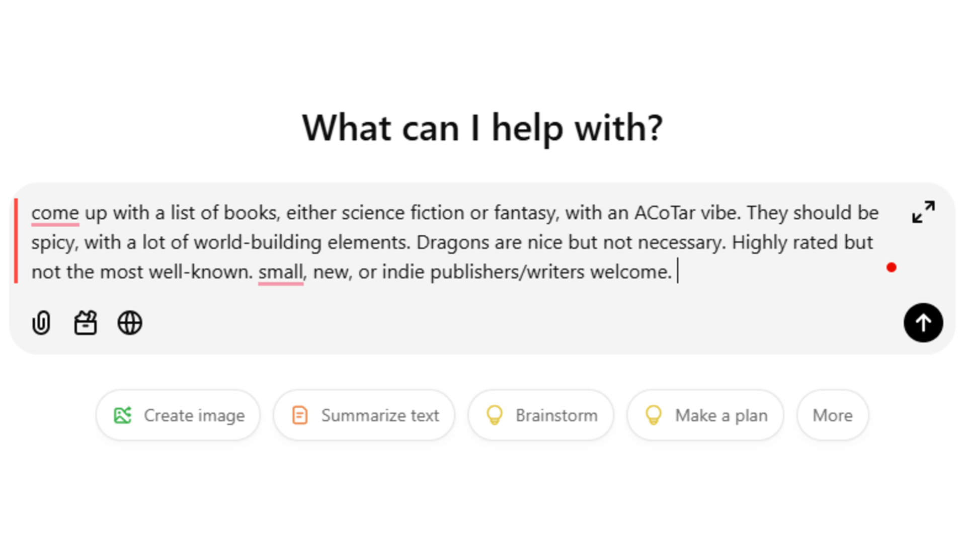 Entering book recommendation prompts into ChatGPT.