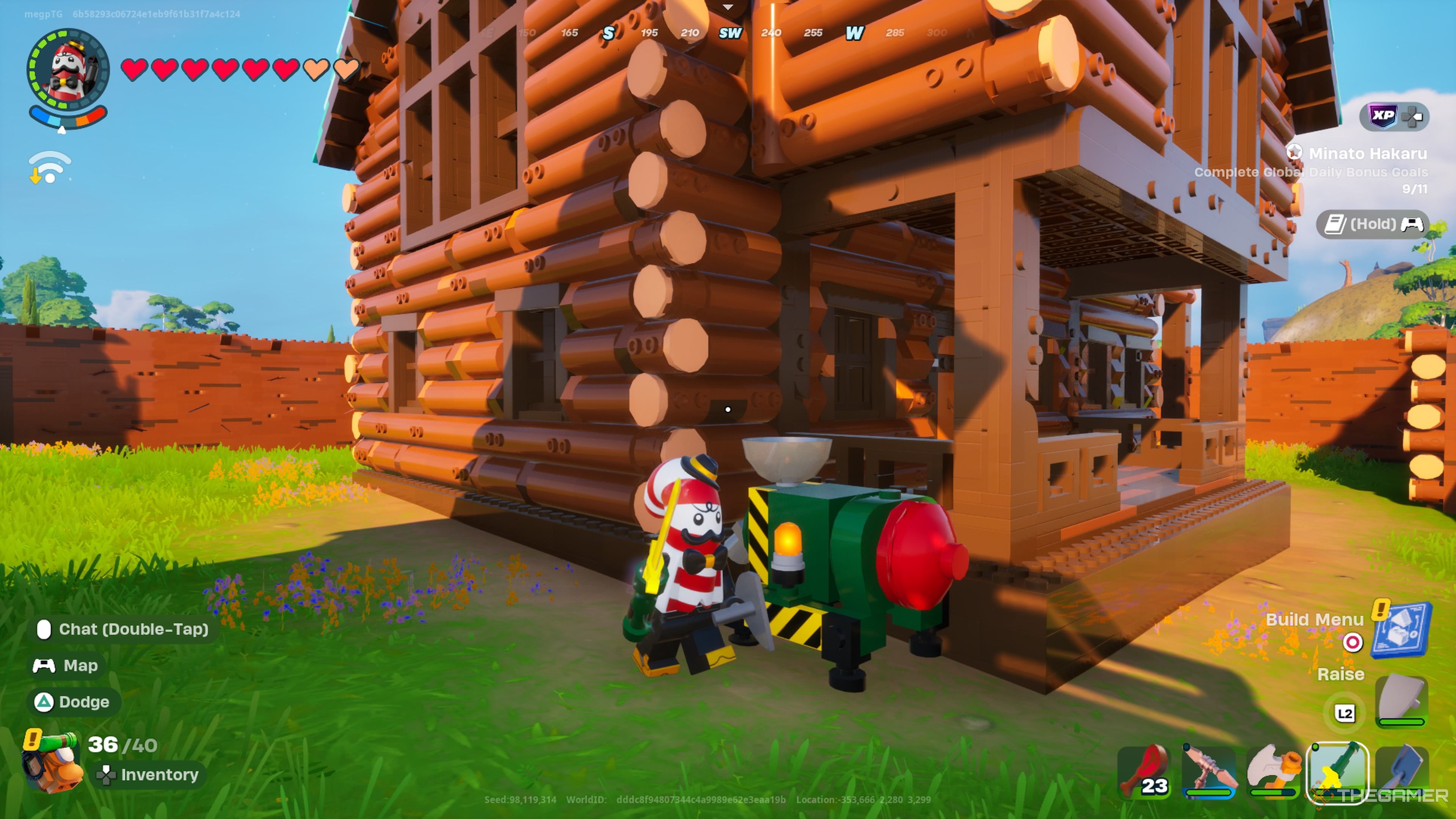 Mr. Dappermint by the Grain Mill in Lego Fortnite Odyssey.