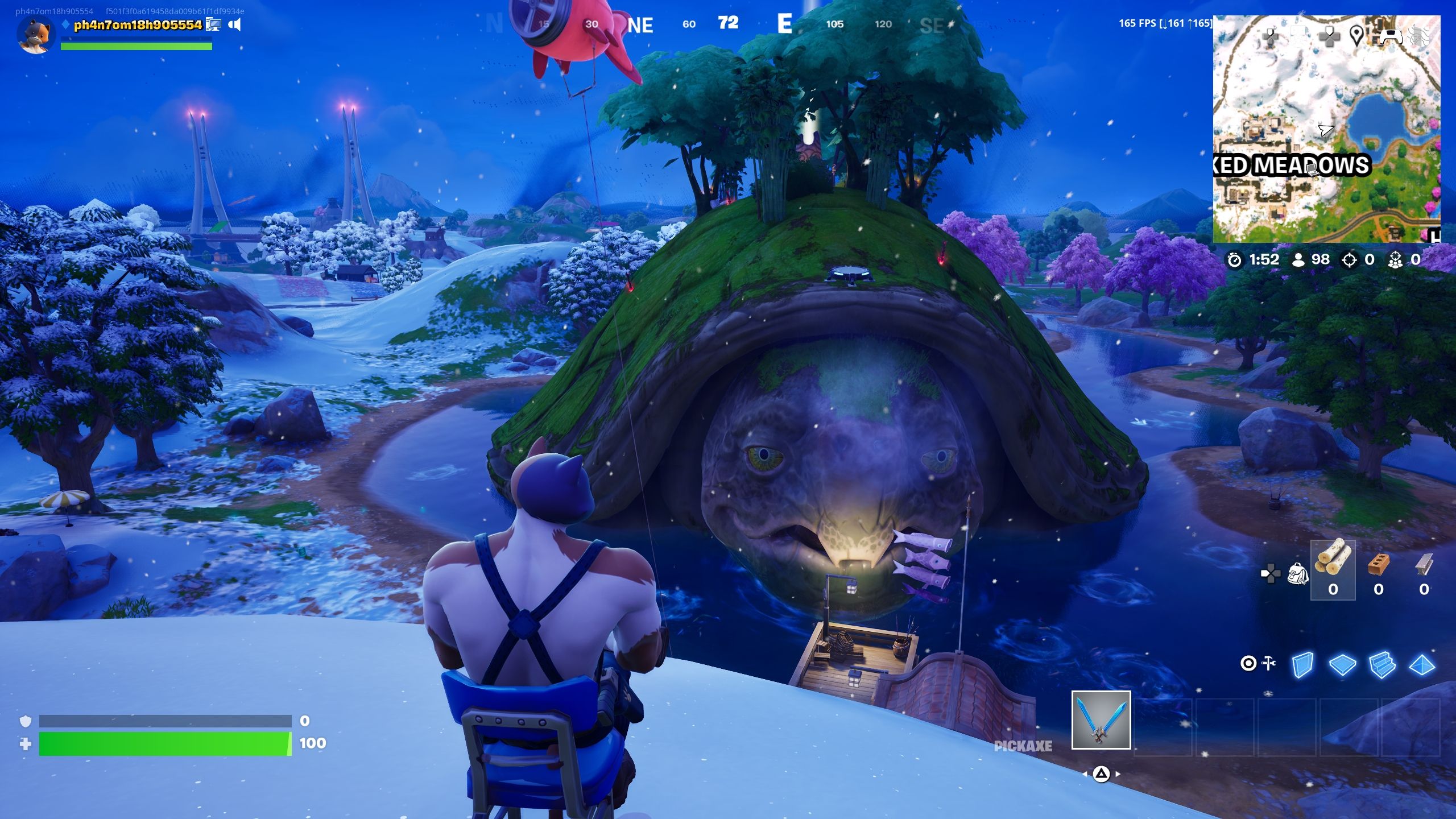 Player standing in front of the turtle - Fortnite