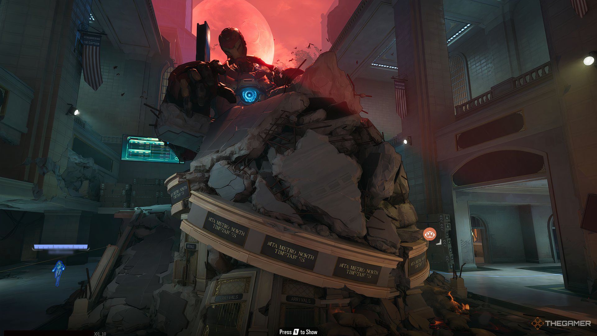 A giant damaged Iron Man suit that can activate Recursive Destruction in Marvel Rivals.