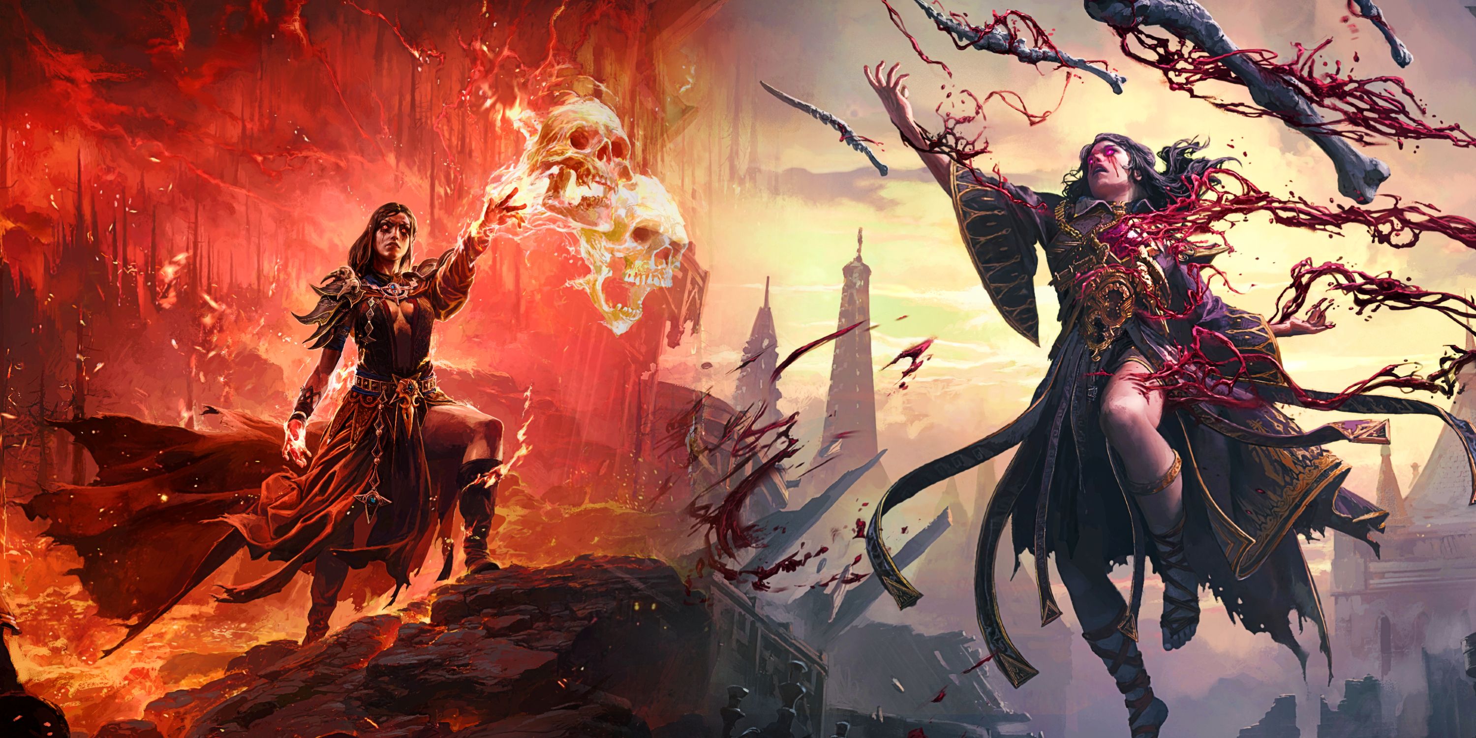 A comparison of the Blood Mage and Infernalist Ascendancies for the Witch class from Path of Exile 2.