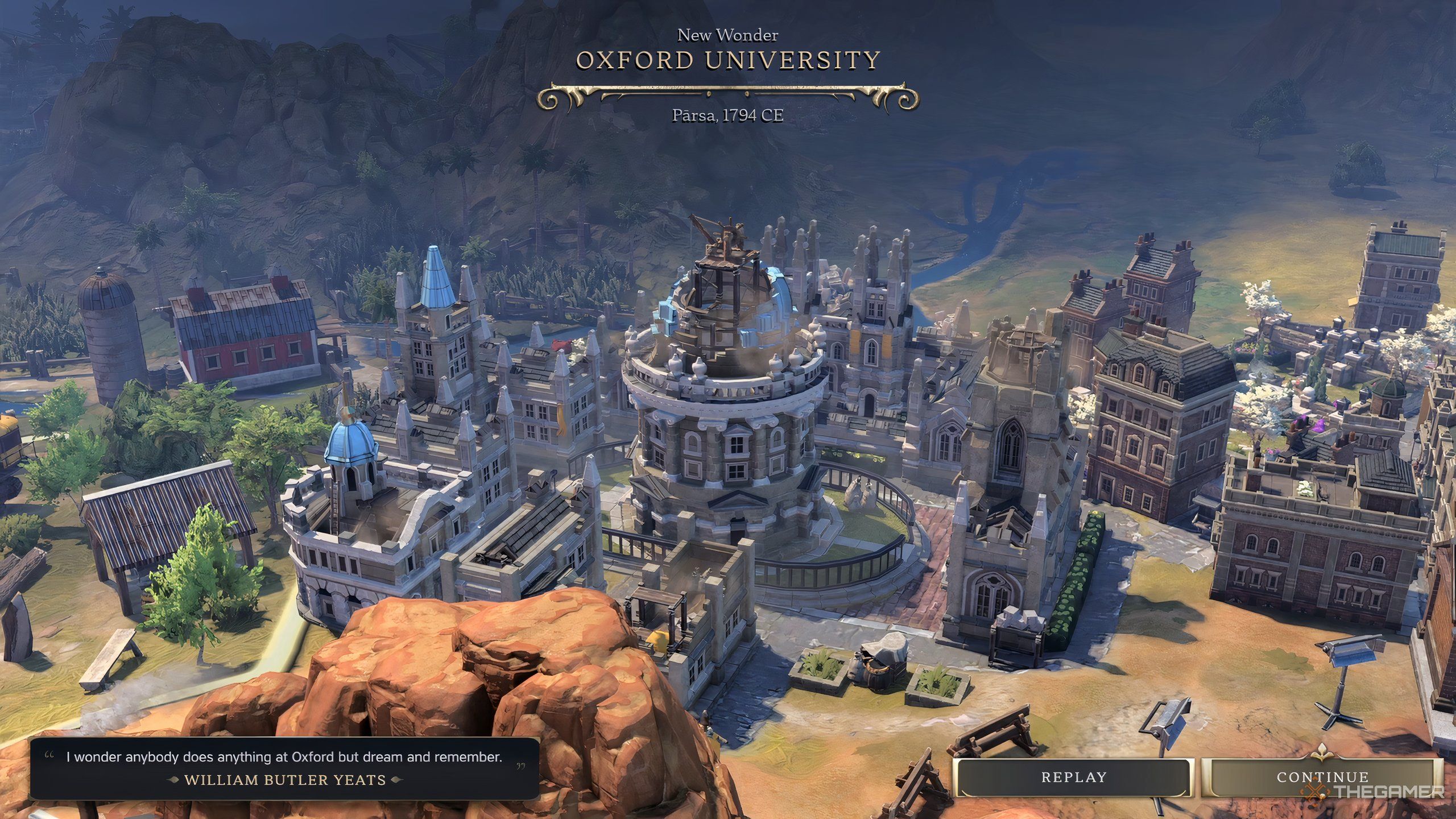 The Oxford University Wonder being constructed in Civilization VII.