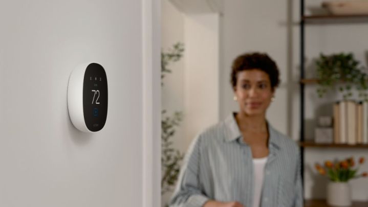 A person walking towards the Ecobee Essential