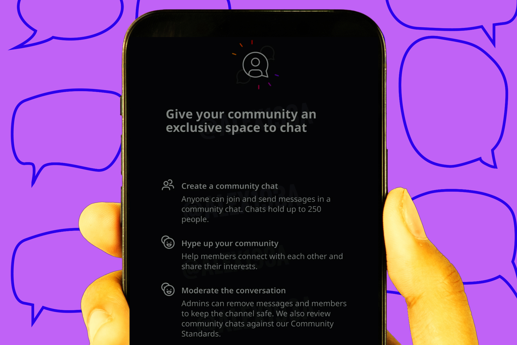 Description of upcoming Instagram Community Chats feature.