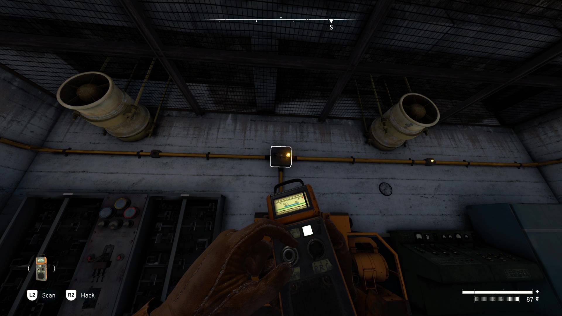 Using the Signal Redirector on a signal box in Skethermoor Prison in Atomfall.
