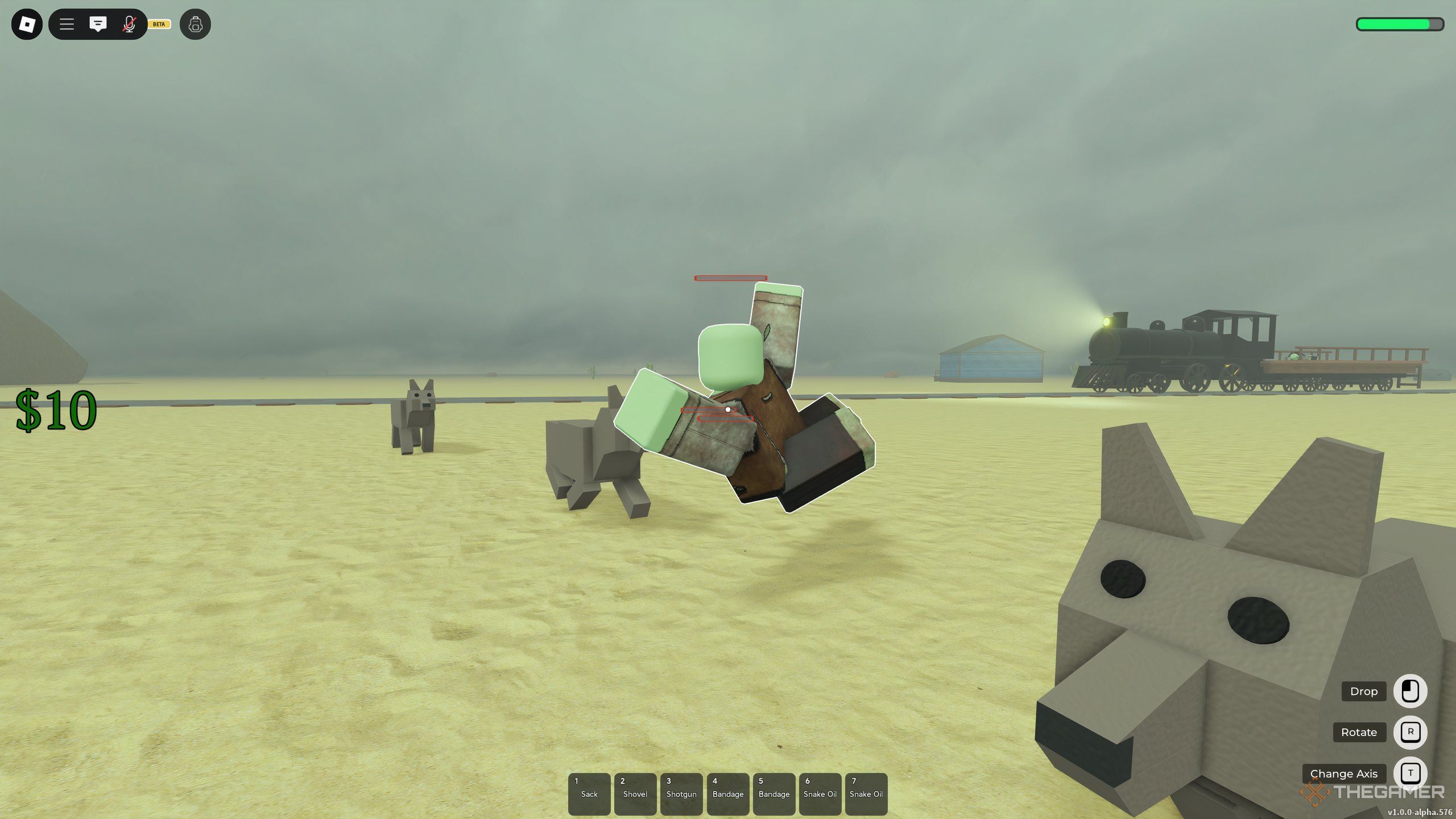 Taming a wolf, by feeding it a corpse in Dead Rails on Roblox.