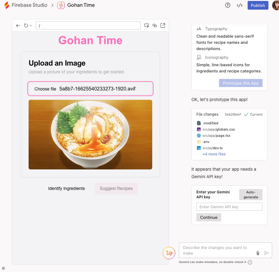 Google Firebase app builder recipe app.