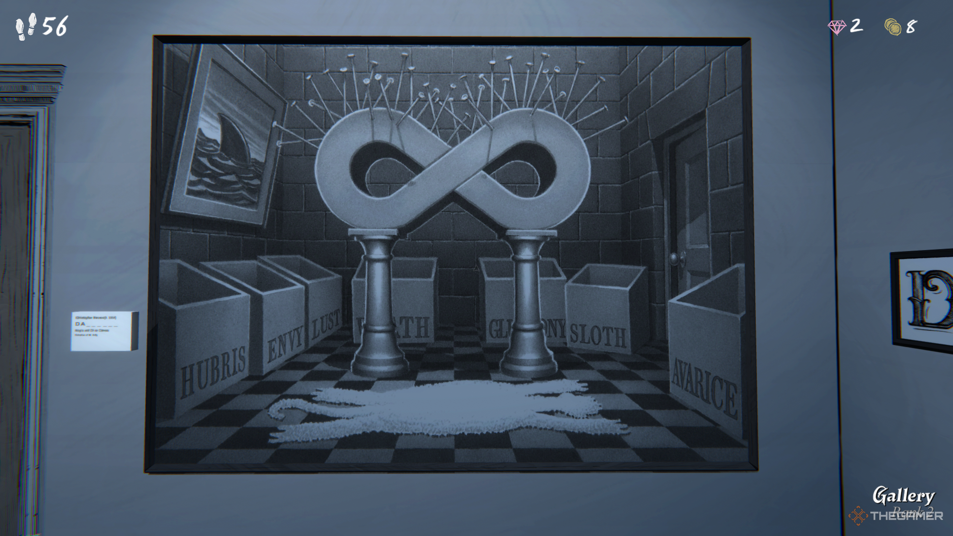 The eight letter puzzle in the Gallery in Blue Prince.