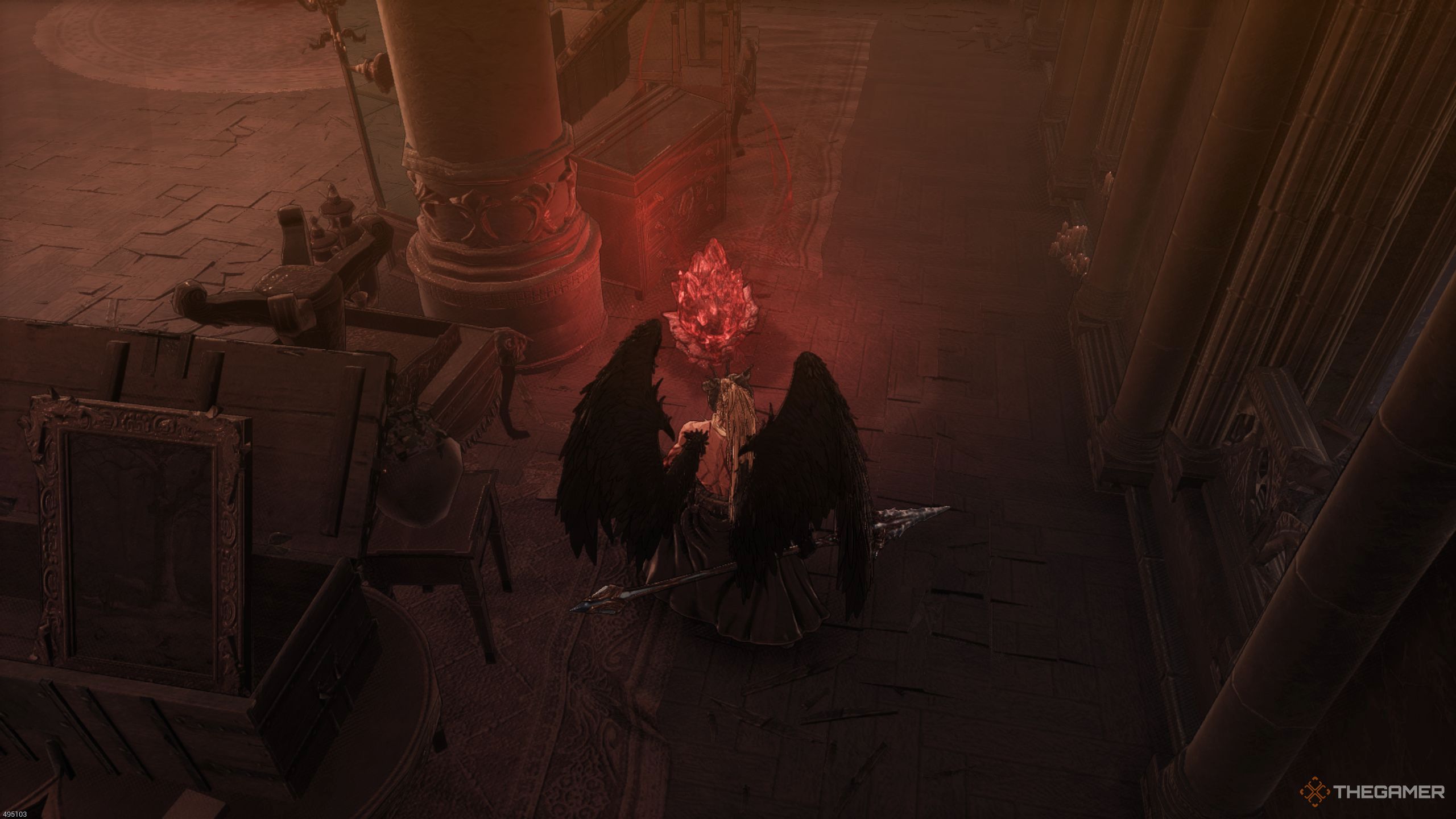 Khazan standing in front of the second Soulstone in The First Berserker: Khazan.