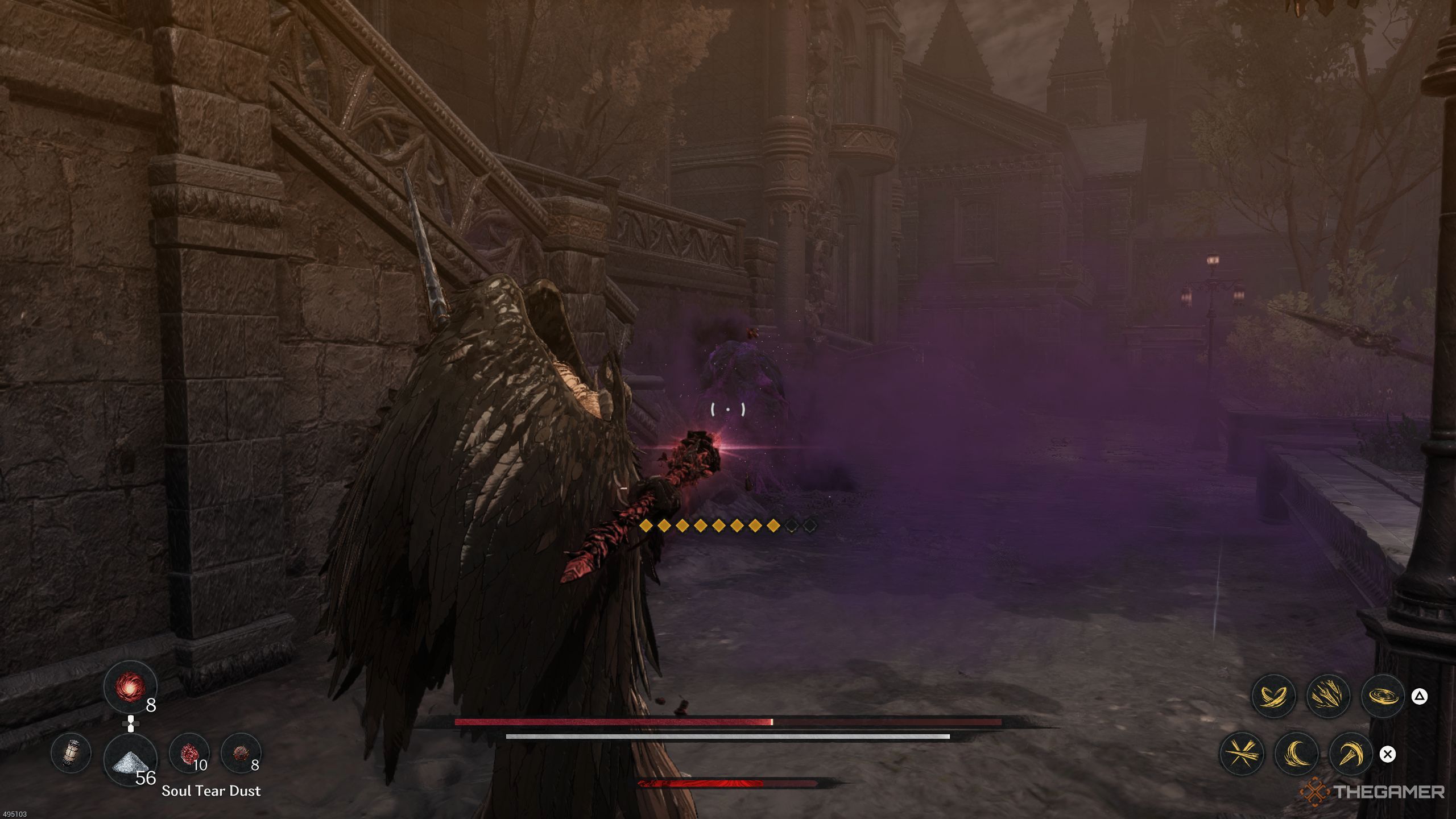 Khazan shooting at the Chaos Matter in The First Berserker: Khazan.