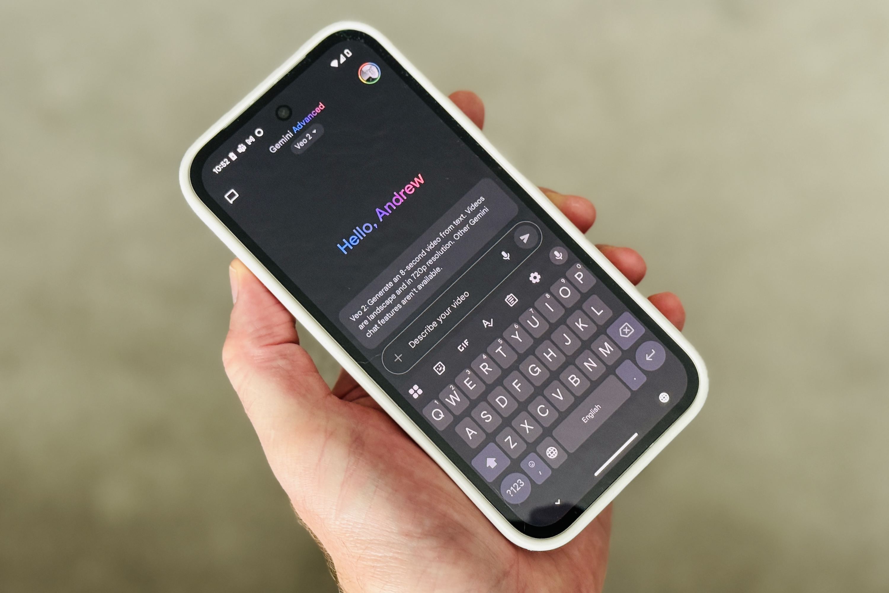 The Veo 2 prompt in Gemini Advanced.