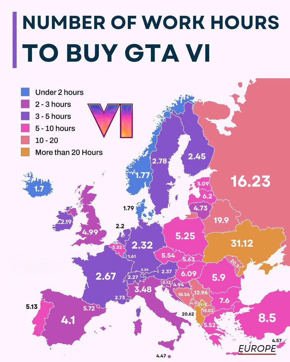 Number of Work Hours To Buy GTA 6
