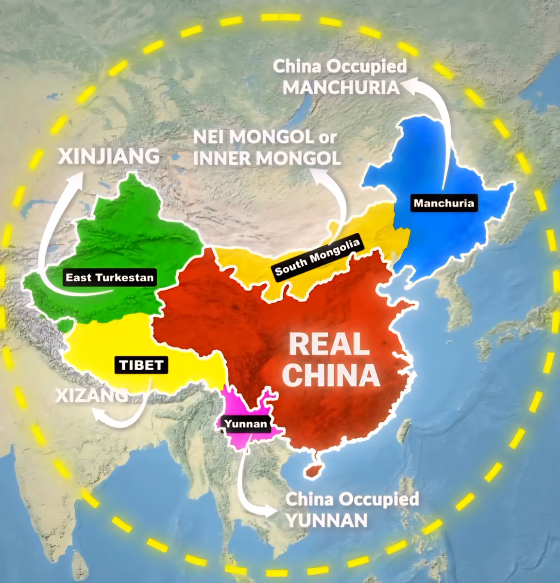 The Real Territory of China 

 REAL CHINA - China

 Manchuria - China Occupied M