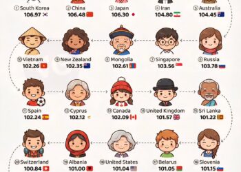 Top 25 Smartest Countries by Average IQ in 2026
1. South Korea - 106.97
2. C