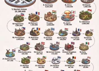 World War II (WWII) Human Losses 

1.  Soviet Union - 25.28 Million
2.  Germany