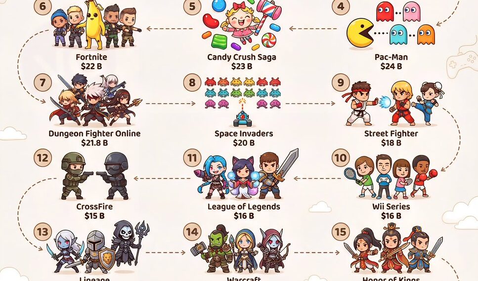 The Highest-Grossing Video Game Franchises of All Time 

1.  Mario - $53.85 Bill