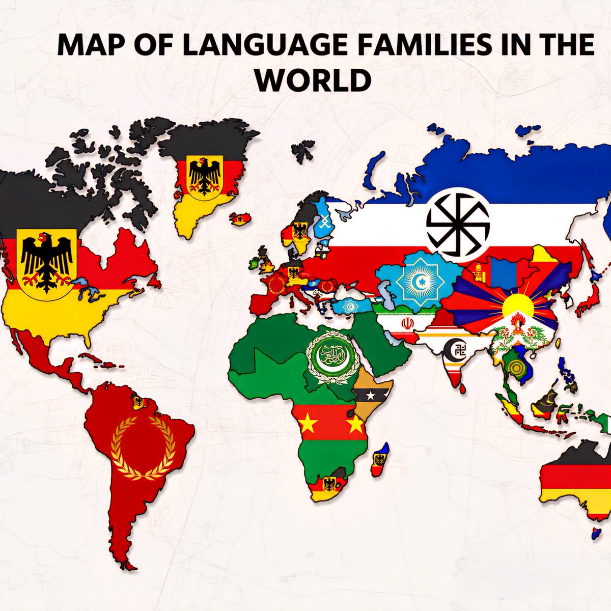 This map visualizes the major language families that shape human communication a