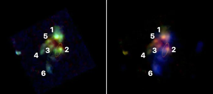 Webb Telescope Spots Giant Galaxy Formation Near Black Hole