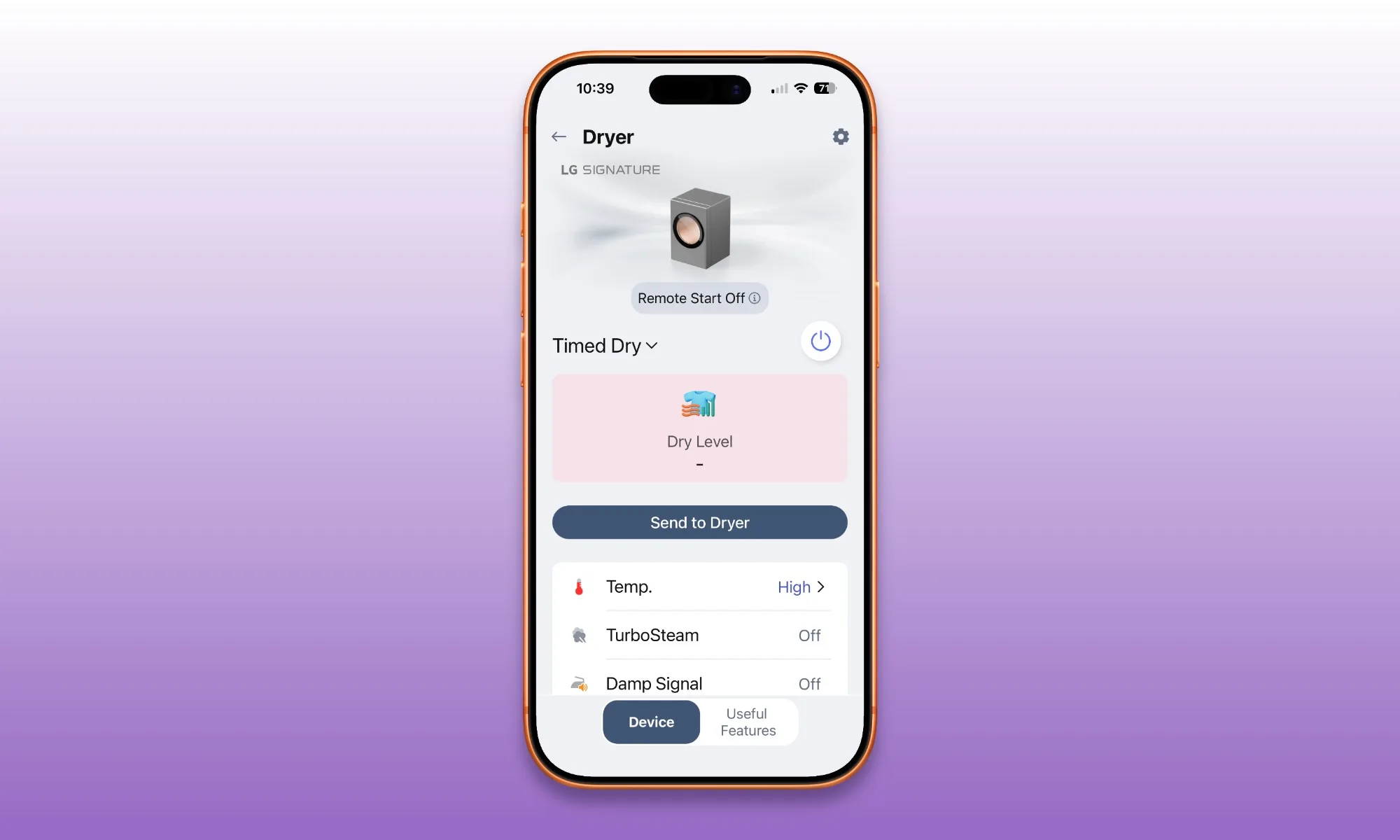 LG SIGNATURE WM9900HSA app interface