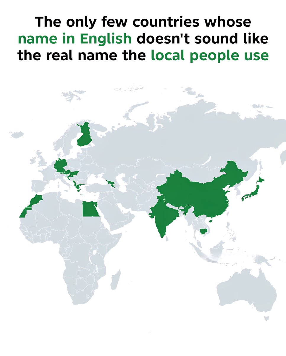 The only few countries whose name in English doesn't sound like the real name th