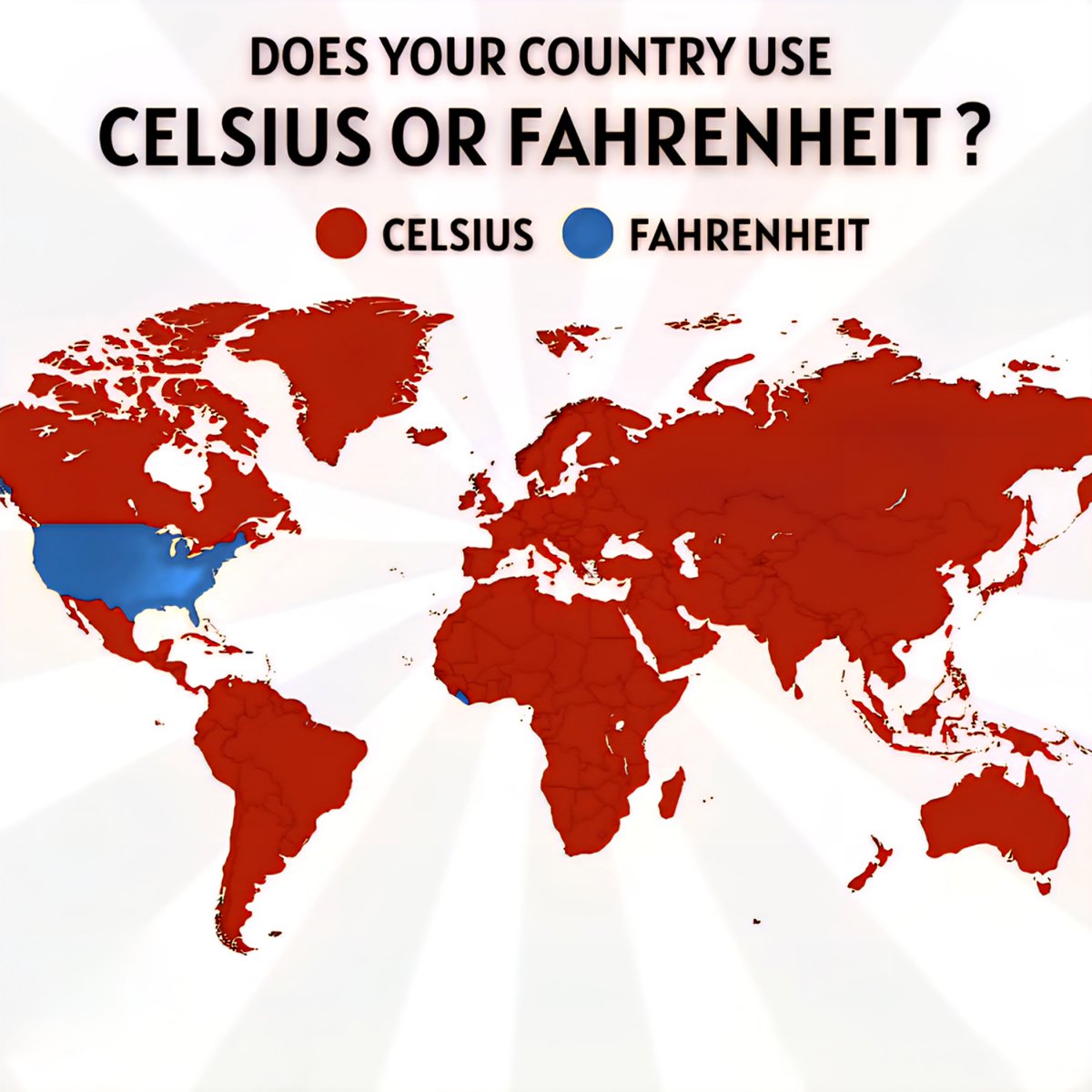 Dose Your Country Use Celsius or Fahrenheit?
Celsius
Fahrenheit