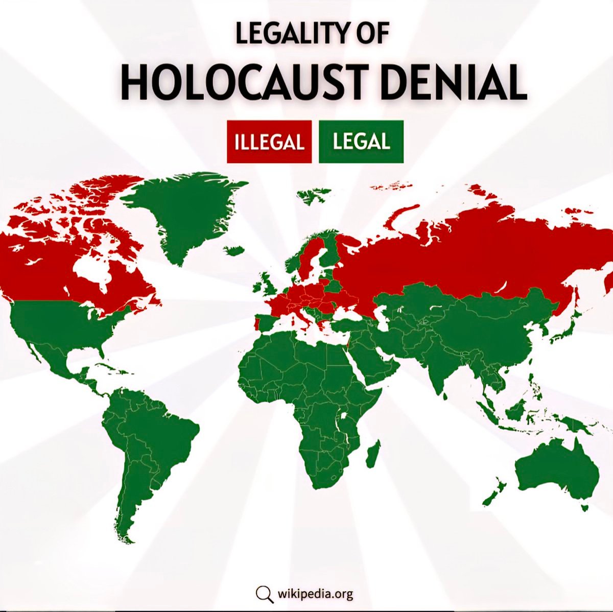Legality of Holocaust Denial

 Illegal
 Legal