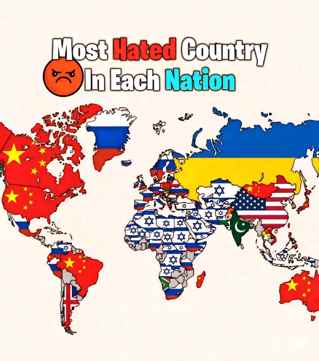Controversial Map: Most Hated Country in Each Nation