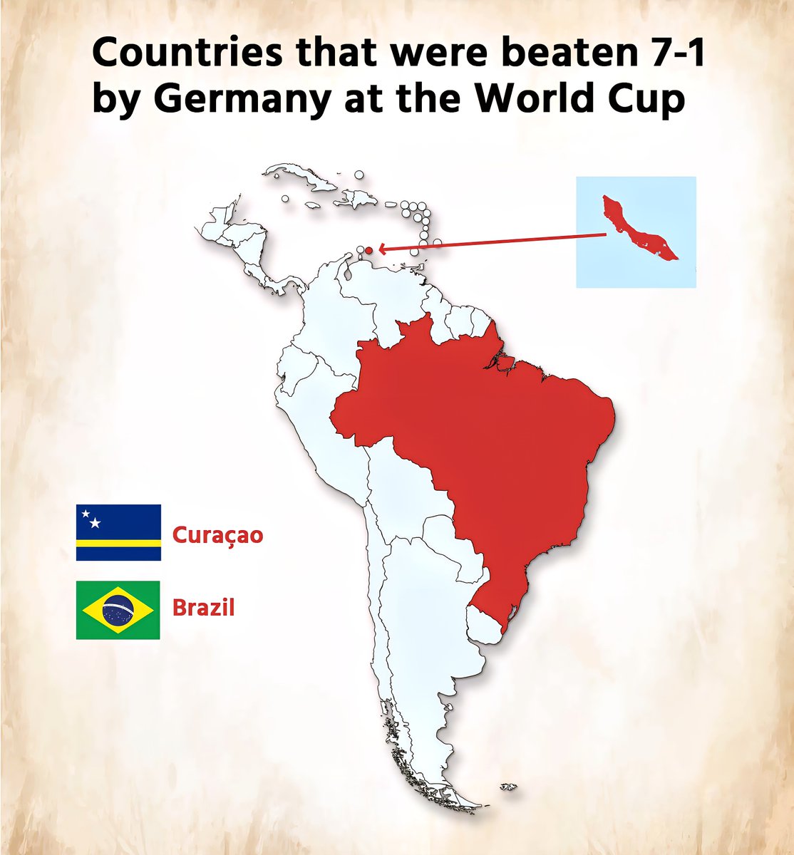Countries that were beaten 7-1 by Germany at the World Cup