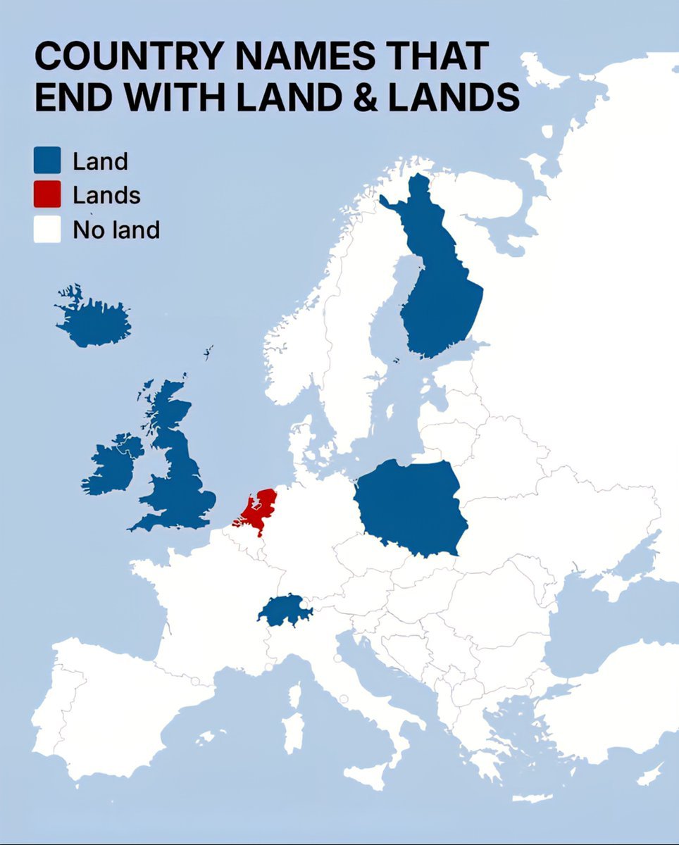 Countries Names that End with Land & Lands in Europe