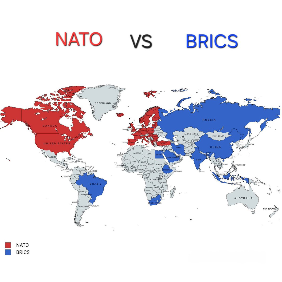 NATO vs BRICS Countries