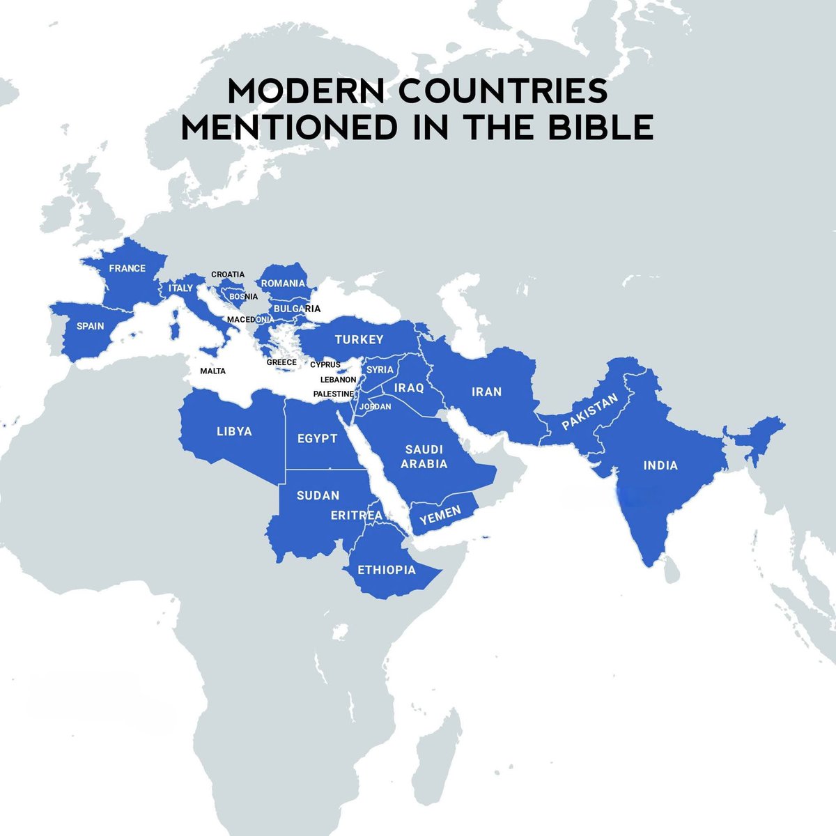 Modern Countries Mentioned in the Bible
Israel
Palestine
Greece
Türkiye
A