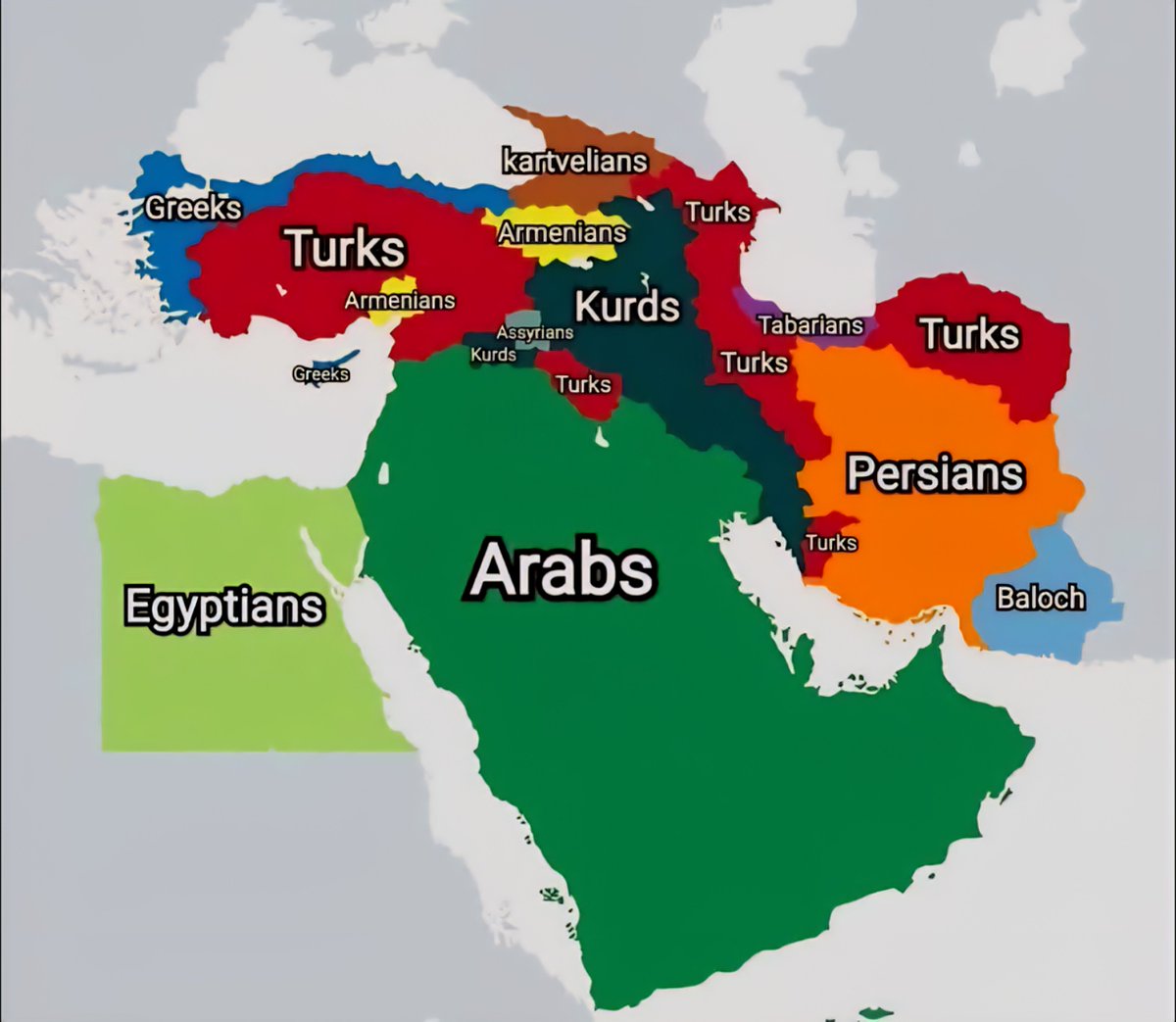 Nations and Ethnic Groups in the Middle East in 1250
