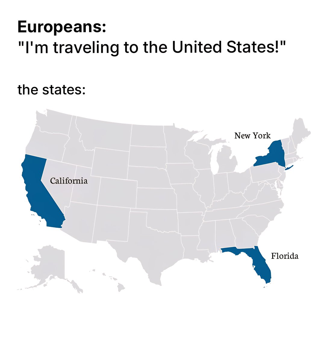 Europeans: "I'm Traveling to the United States!"

The States: